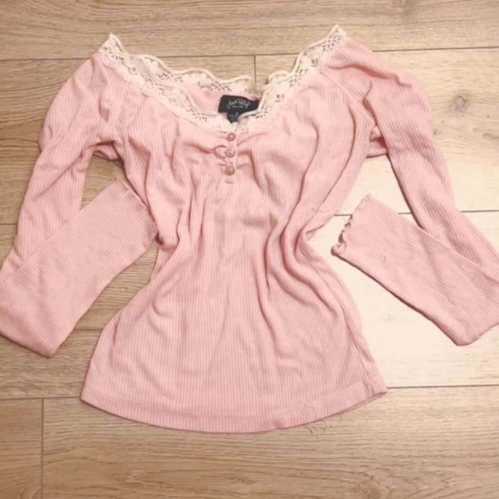 Just Polly New York long sleeve pink top